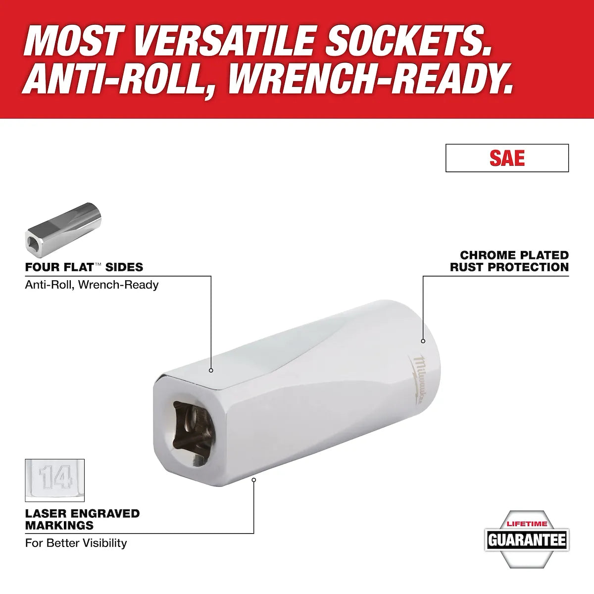 Milwaukee 1/4" Drive 9/32" SAE Socket with FOUR FLAT Sides 45-34-9004 | 1/4 in Drive