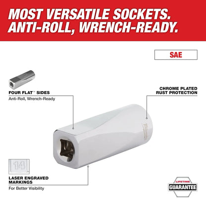 Milwaukee 1/4" Drive 9/32" SAE Socket with FOUR FLAT Sides 45-34-9004 | 1/4 in Drive
