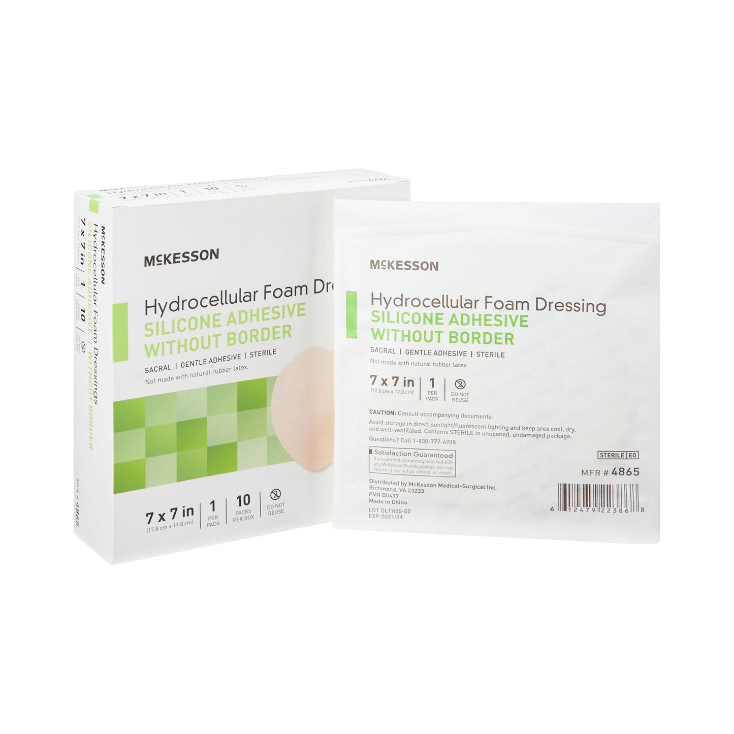 McKesson Hydrocellular Foam Dressing, Silicone Adhesive, w/o Border