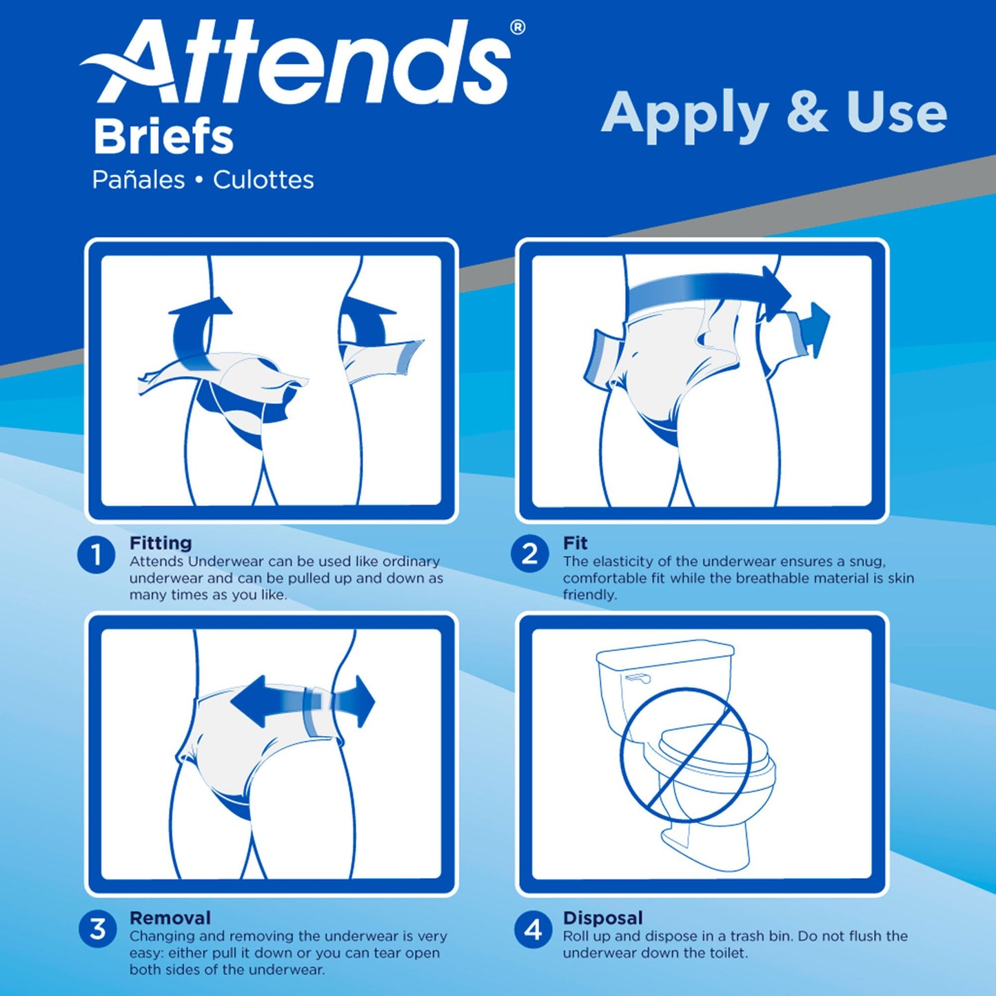 Attends® Briefs, Adult, Heavy Absorbency, Disposable