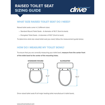 drive Hinged Raised Toilet Seat 3-1/2 Inch Height Elongated 250 lbs. Weight Capacity