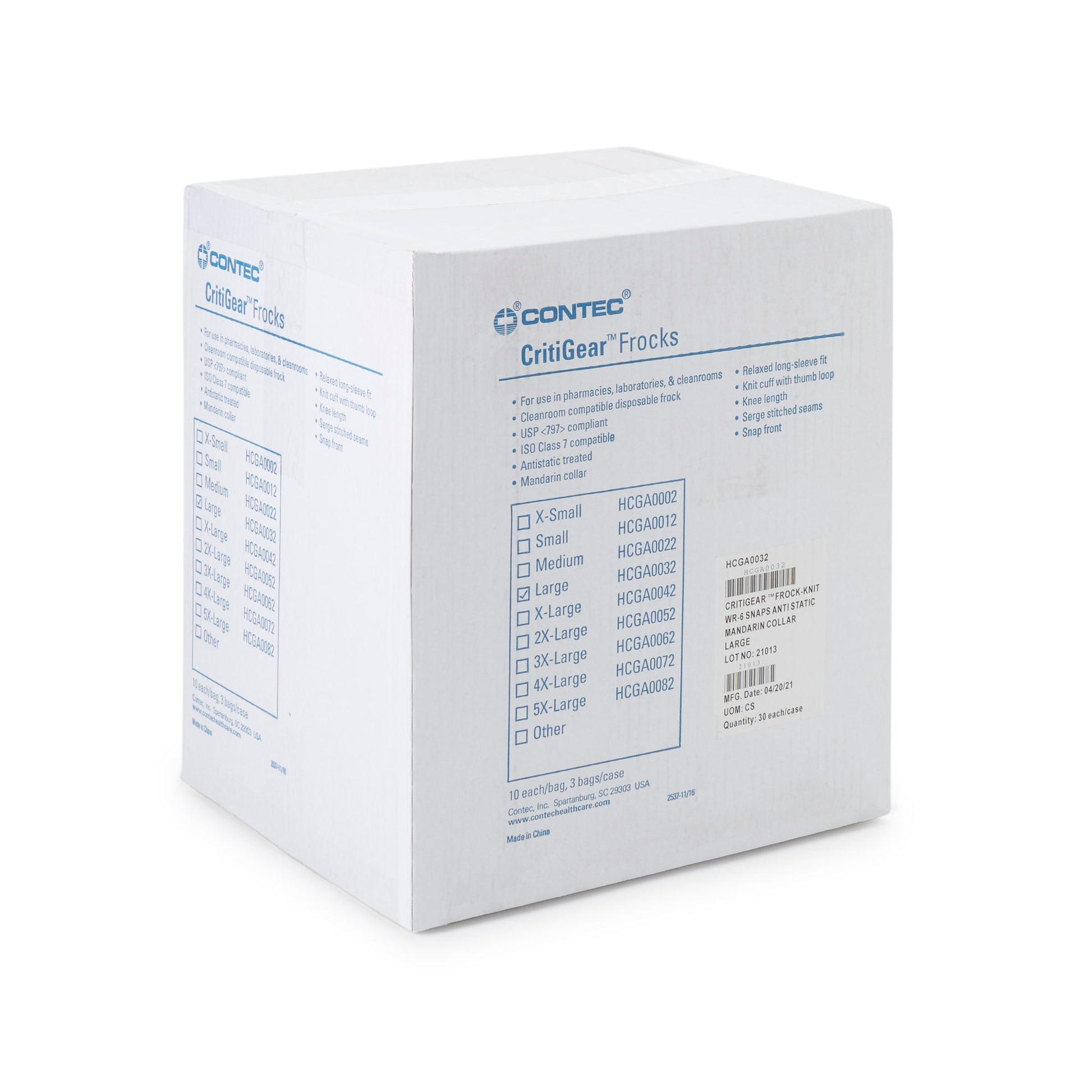 Contec® CritiGear™ Cleanroom Frocks, Large