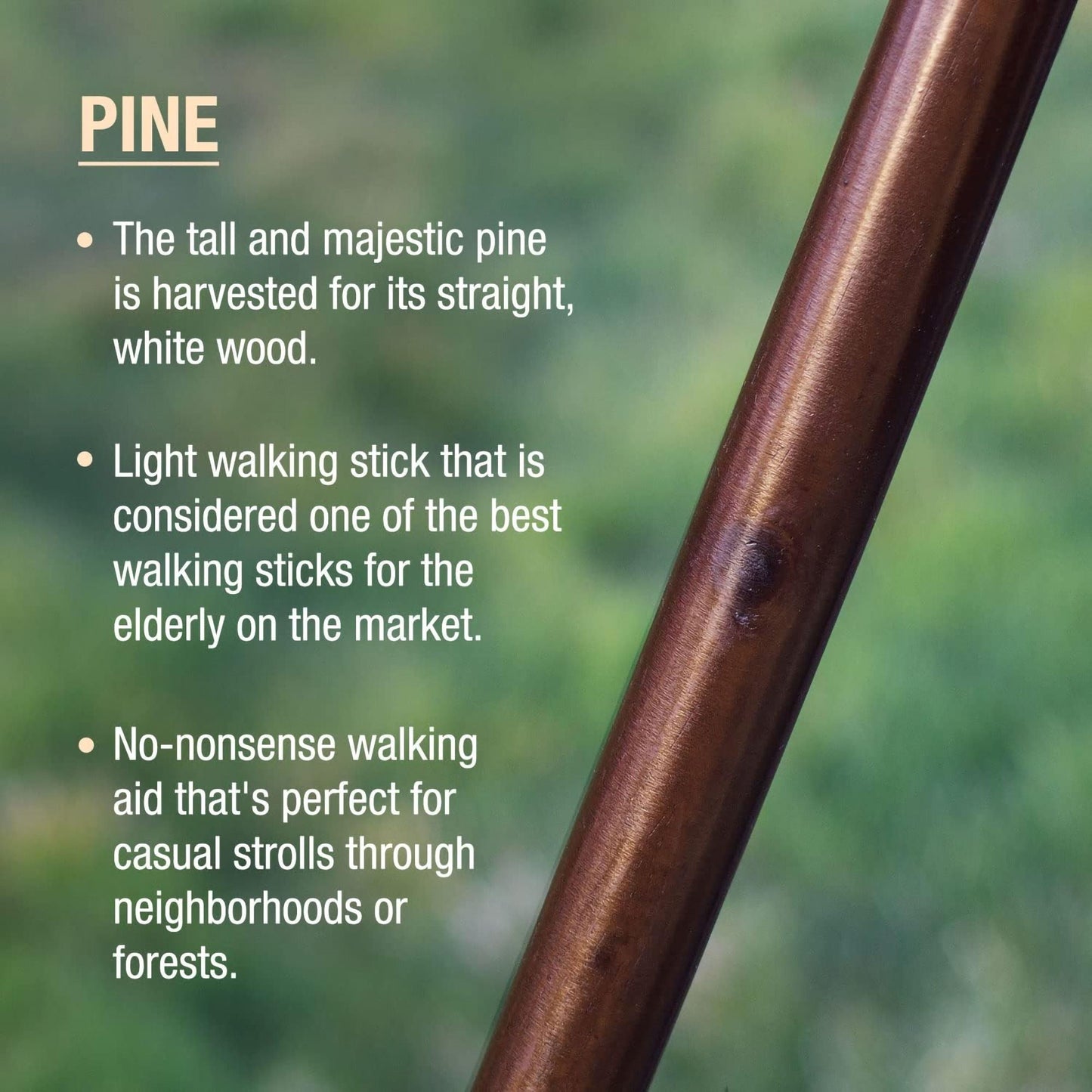 Brazos™ Traditional Straight Pine Handcrafted Walking Stick, 55-Inch, Brown