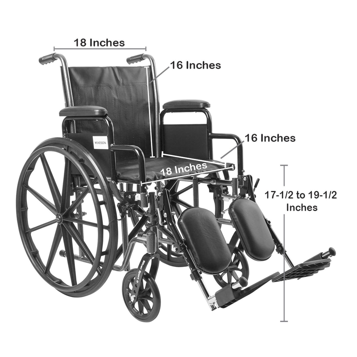 McKesson Wheelchair, 18 Inch Seat Width