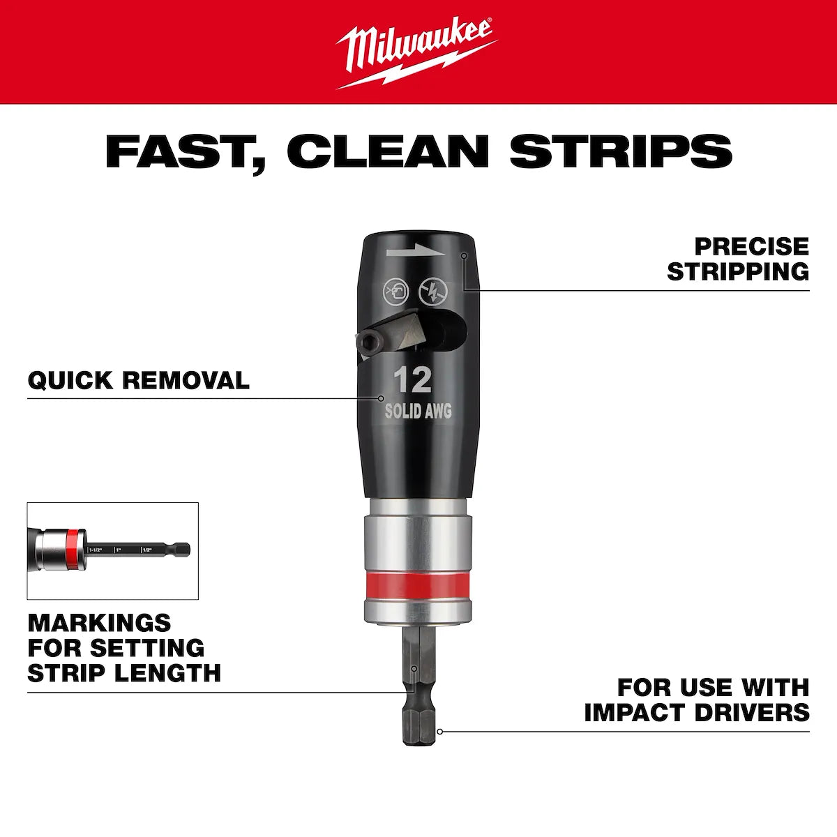 Milwaukee 14 Solid AWG Wire Stripper 48-32-6404 | Aluminum