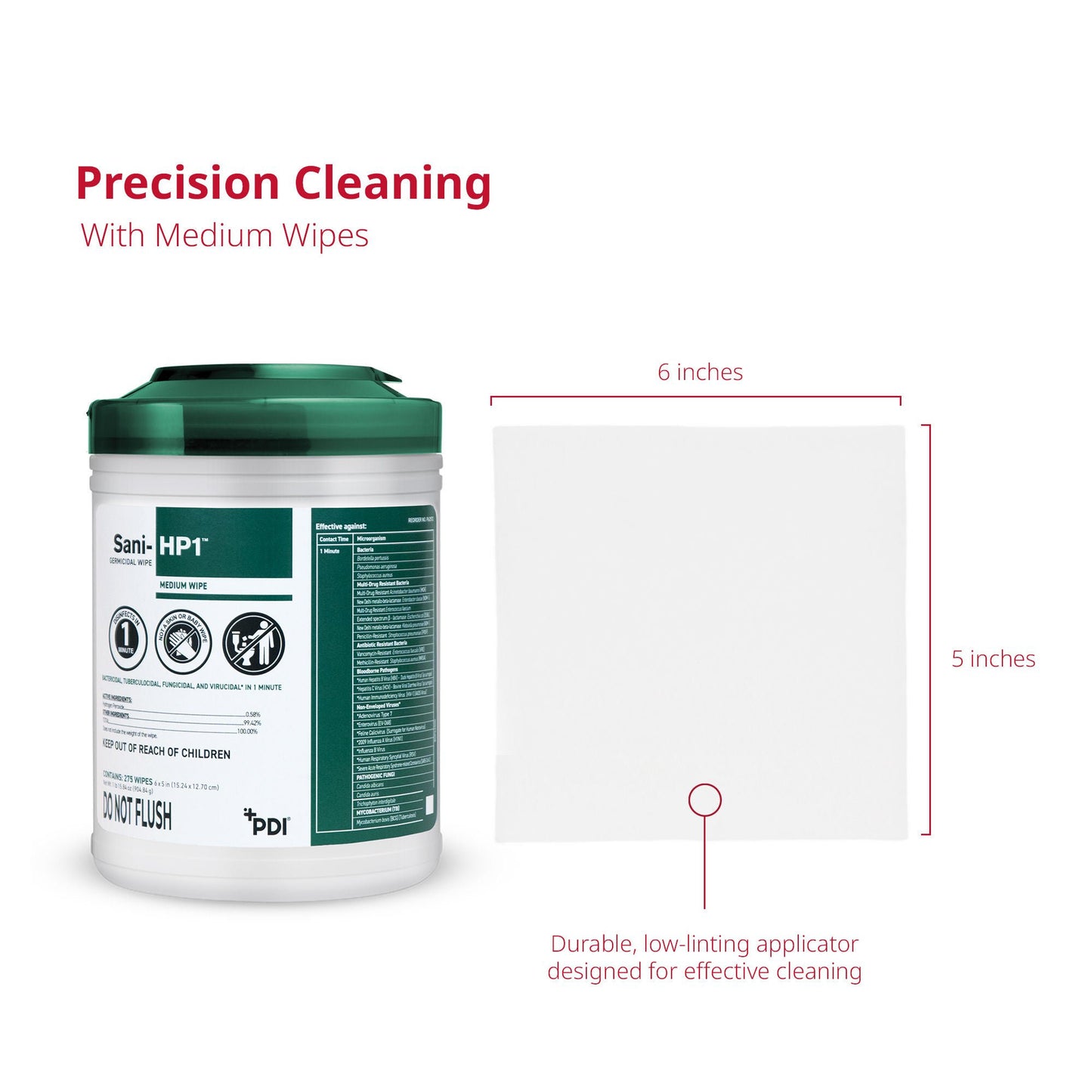 Sani-HP1 Surface Disinfectant Cleaner Germicidal Manual Pull Wipe Canister