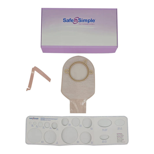Safe n Simple Ostomy Pouch Two-Piece System 9 Inch Length Without Barrier Drainable