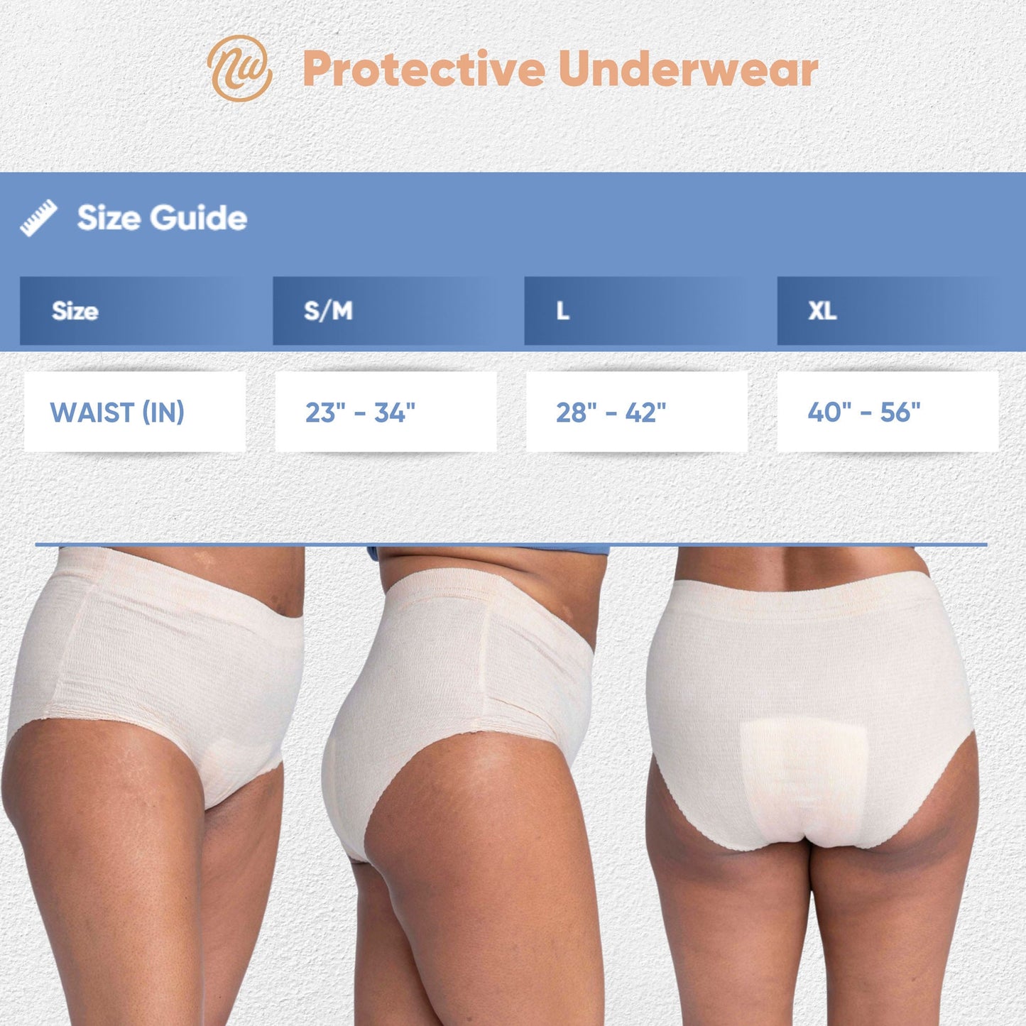 Nexwear Women's Pull-On Absorbent Underwear, Extra Large, Tan