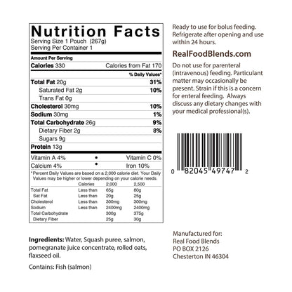 Real Food Blends™ Salmon, Oats & Squash Puree for Tube Feeding, pouch
