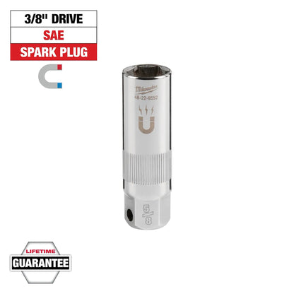 Milwaukee 3/8" Drive 5/8" Magentic Spark Plug Socket 48-22-9552 | 3/8 in Drive