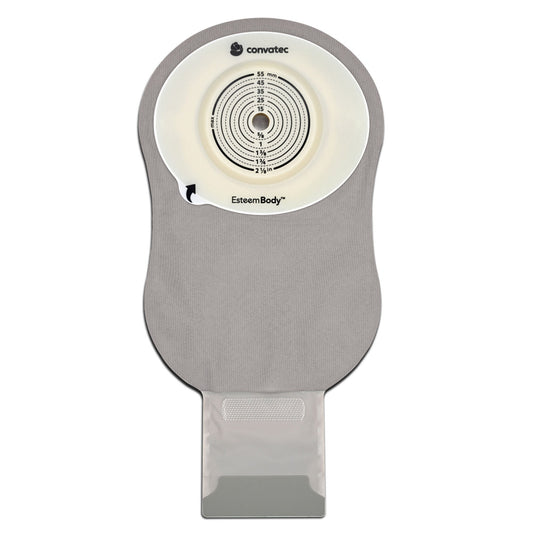 Esteem Body Ostomy Pouch One-Piece System Length Deep Convex, Pre-Cut 10 to 25 mm Stoma Drainable