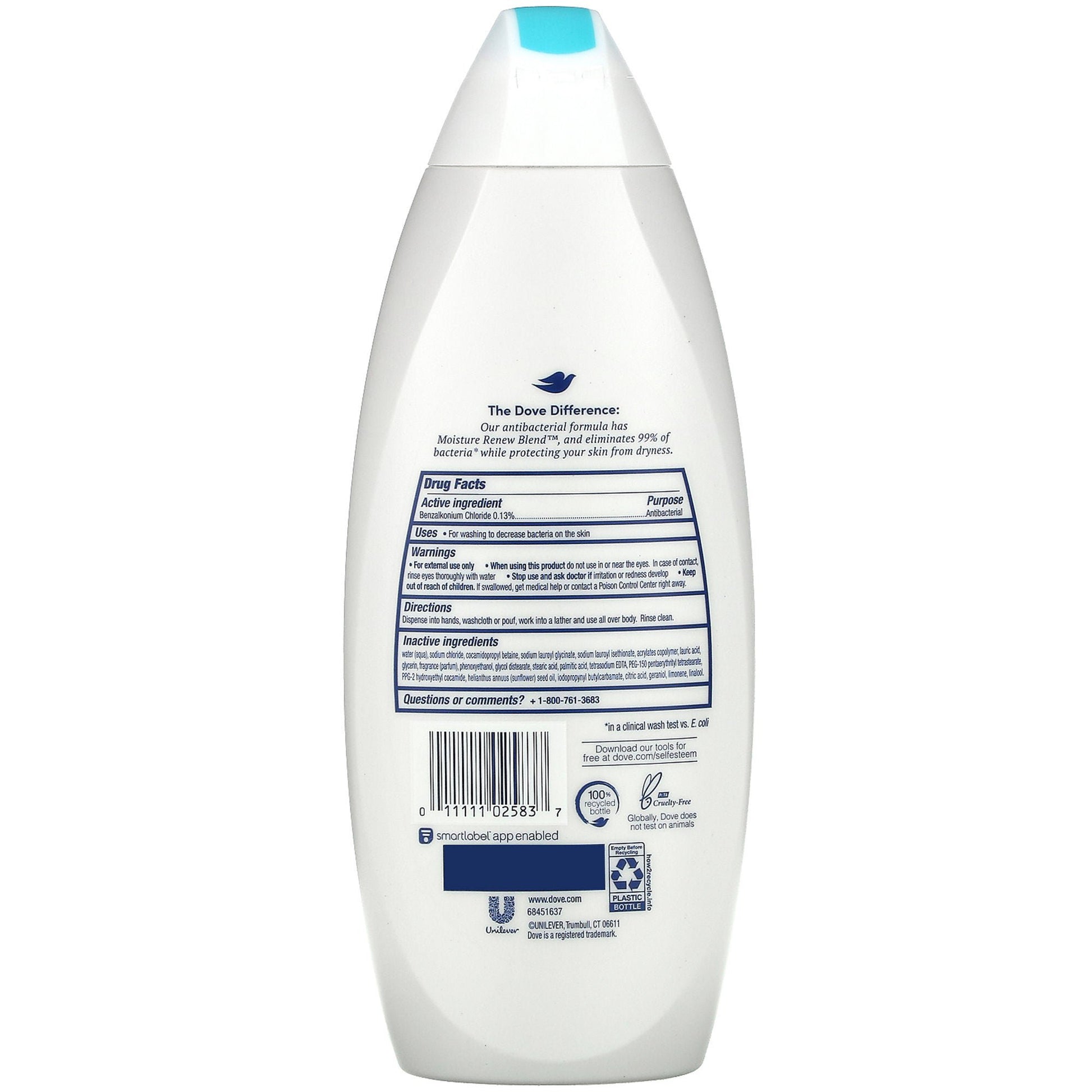 Dove Care and Protect Antibacterial Body Wash Liquid Bottle Scented