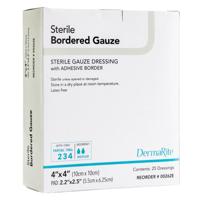 DermaRite® Bordered Gauze White Adhesive Dressing