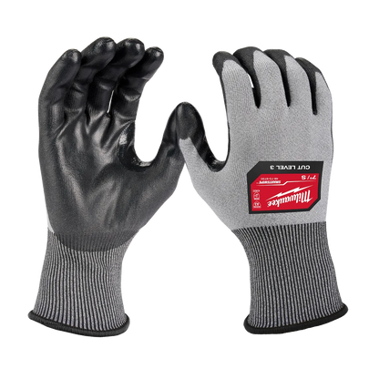 Milwaukee 12 Pair Cut Level 3 High Dexterity Polyurethane Dipped Gloves 48-73-8730B | ANSI Cut A3, 12-Piece