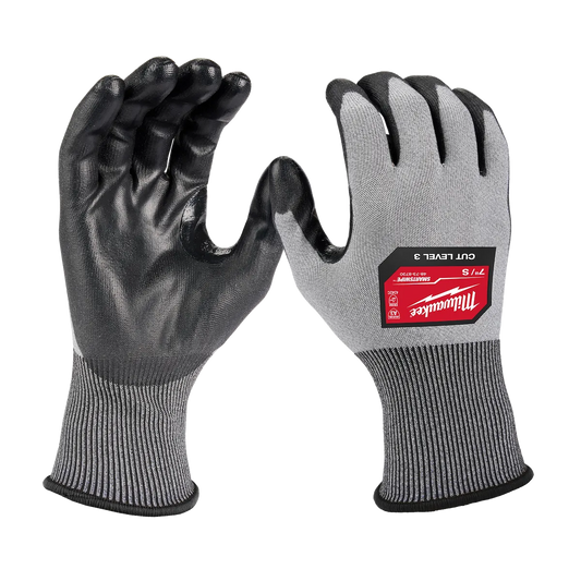 Milwaukee 12 Pair Cut Level 3 High Dexterity Polyurethane Dipped Gloves 48-73-8730B | ANSI Cut A3, 12-Piece