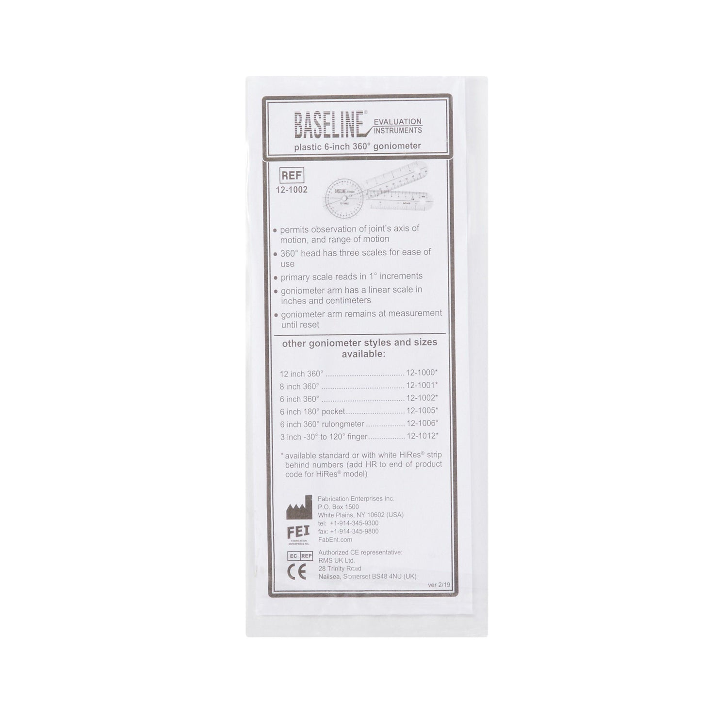 Baseline® 360° Head Plastic Goniometer, 6 Inch Arms