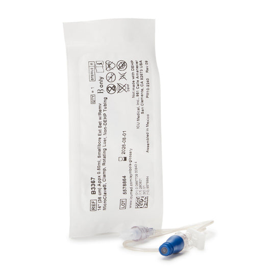 ICU IV Extension Set Needle-Free Port Small Bore 14 Inch Tubing