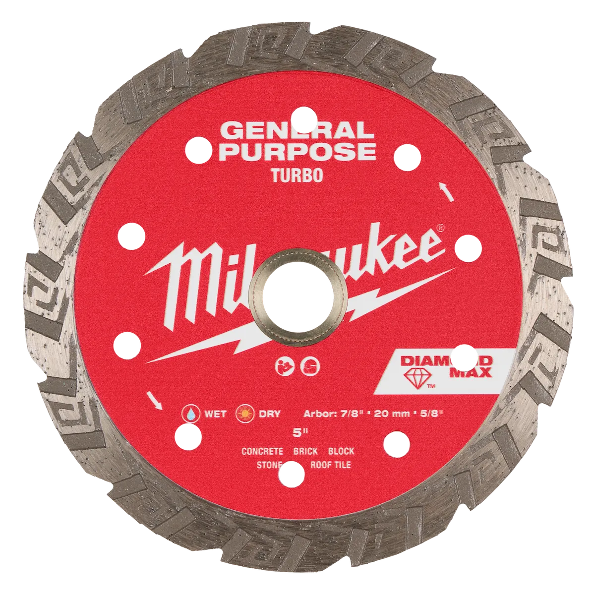Milwaukee 5" DIAMOND MAX Turbo, General Purpose Diamond Blade 49-93-9105 | Diamond Coated
