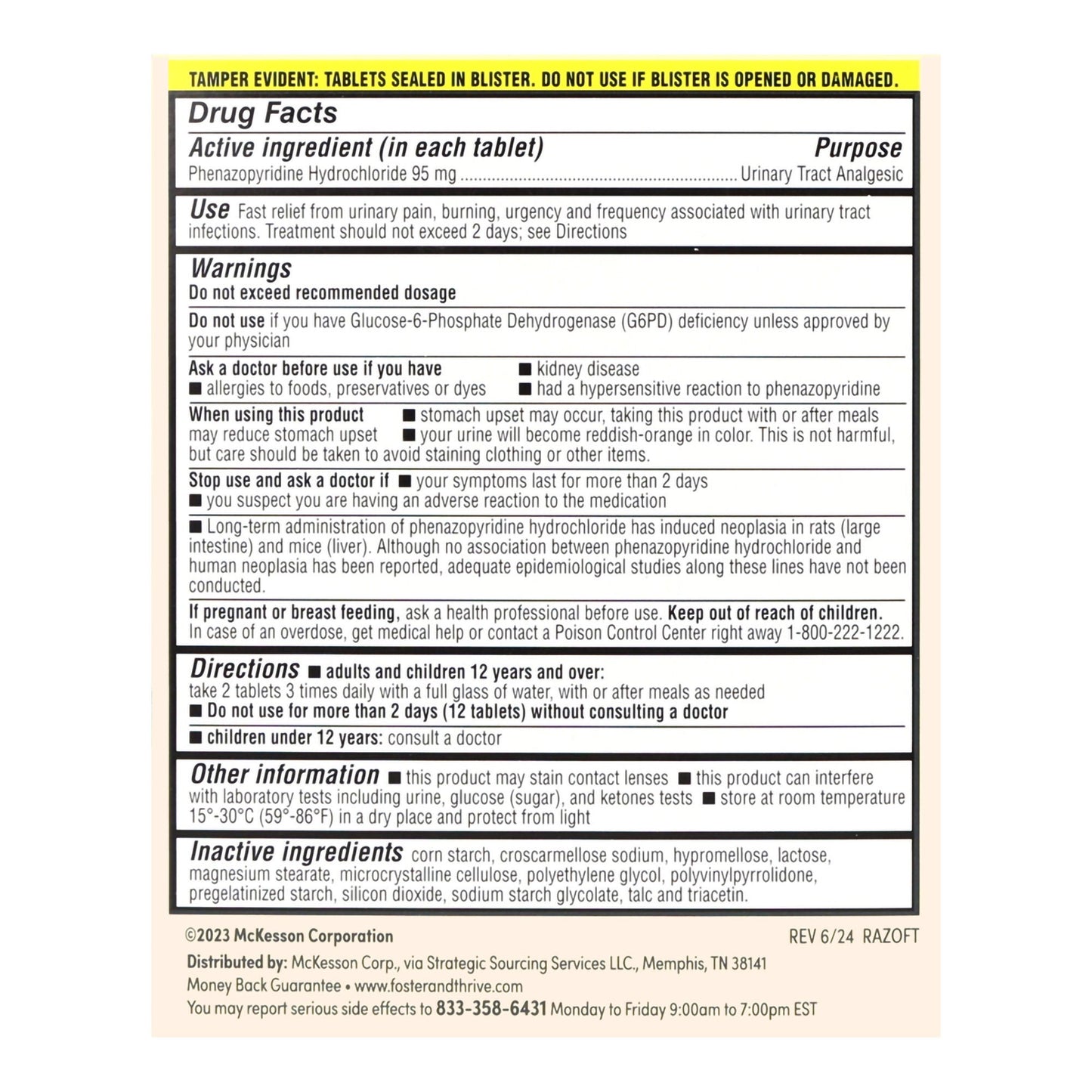 Foster & Thrive™ Phenazopyridine HCl Urinary Tract Analgesic