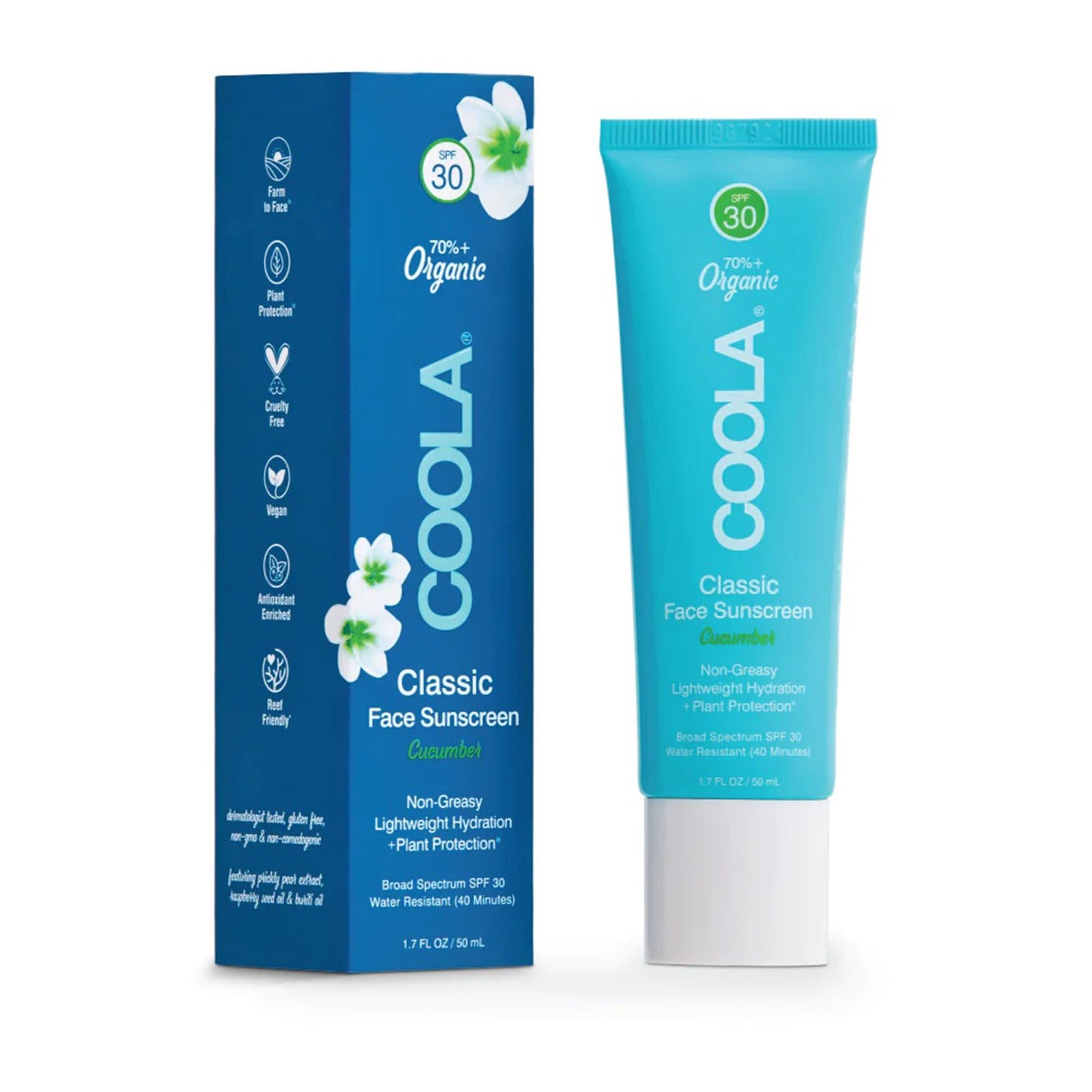Coola® Classic Face Sunscreen Cucumber Scent Lotion SPF 30, Tube
