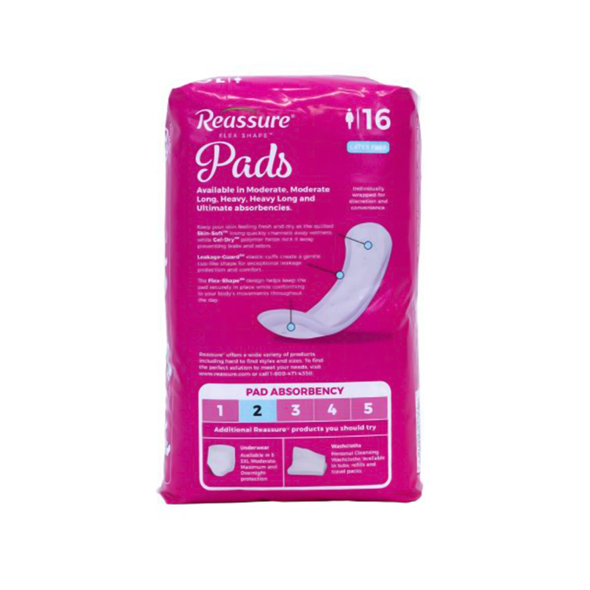 Reassure® Flex-Shape Pad™, Long Pad for Moderate Incontinence