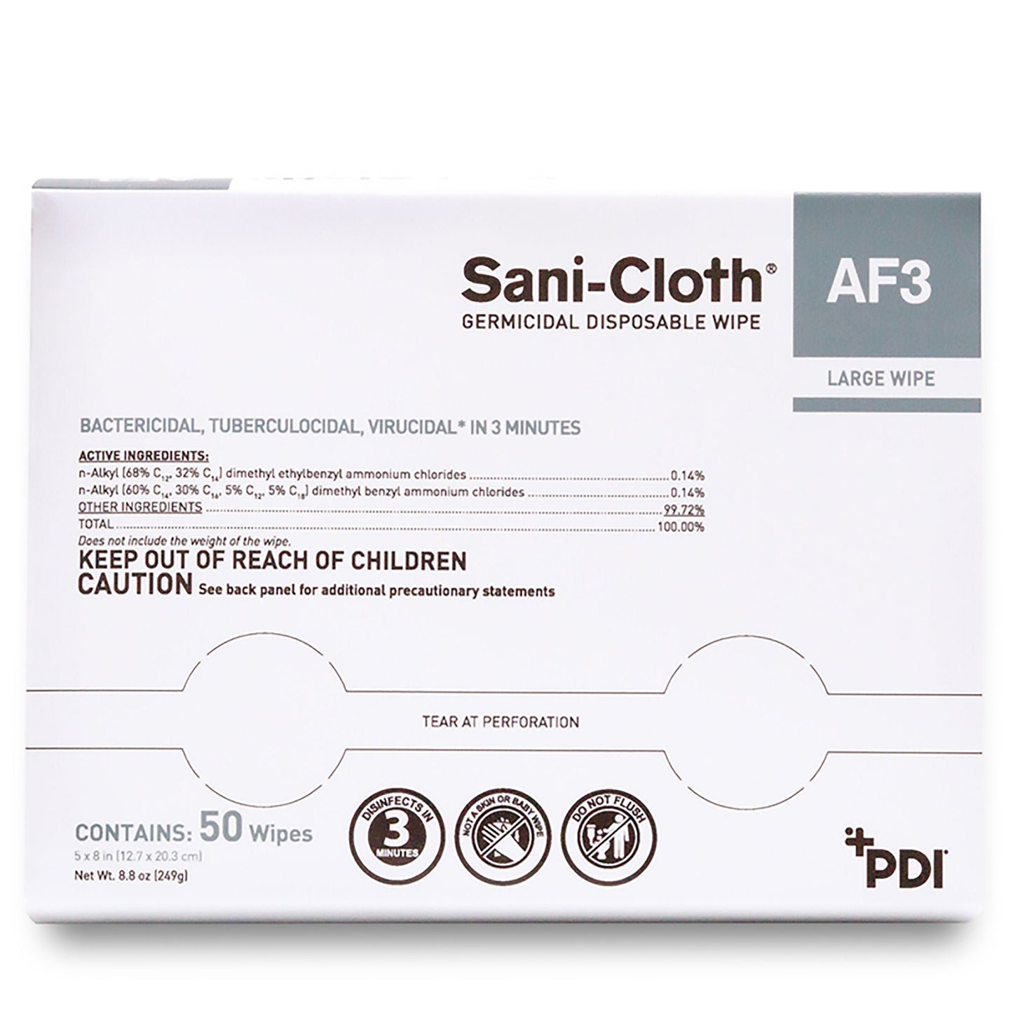 Sani-Cloth® AF3 Germicidal Large Disinfectant Wipes, Individual Packet, .