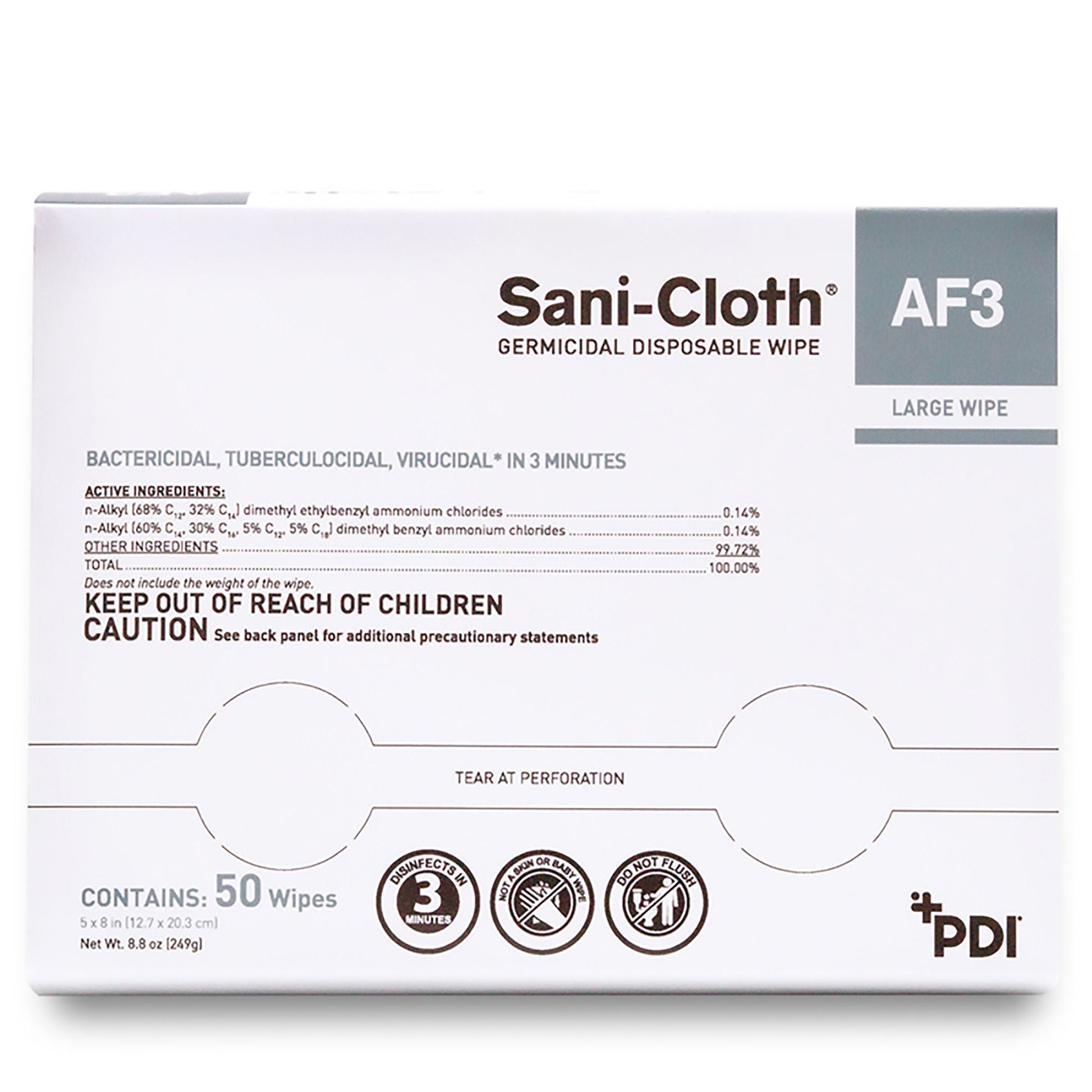 Sani-Cloth® AF3 Germicidal Large Disinfectant Wipes, Individual Packet, .