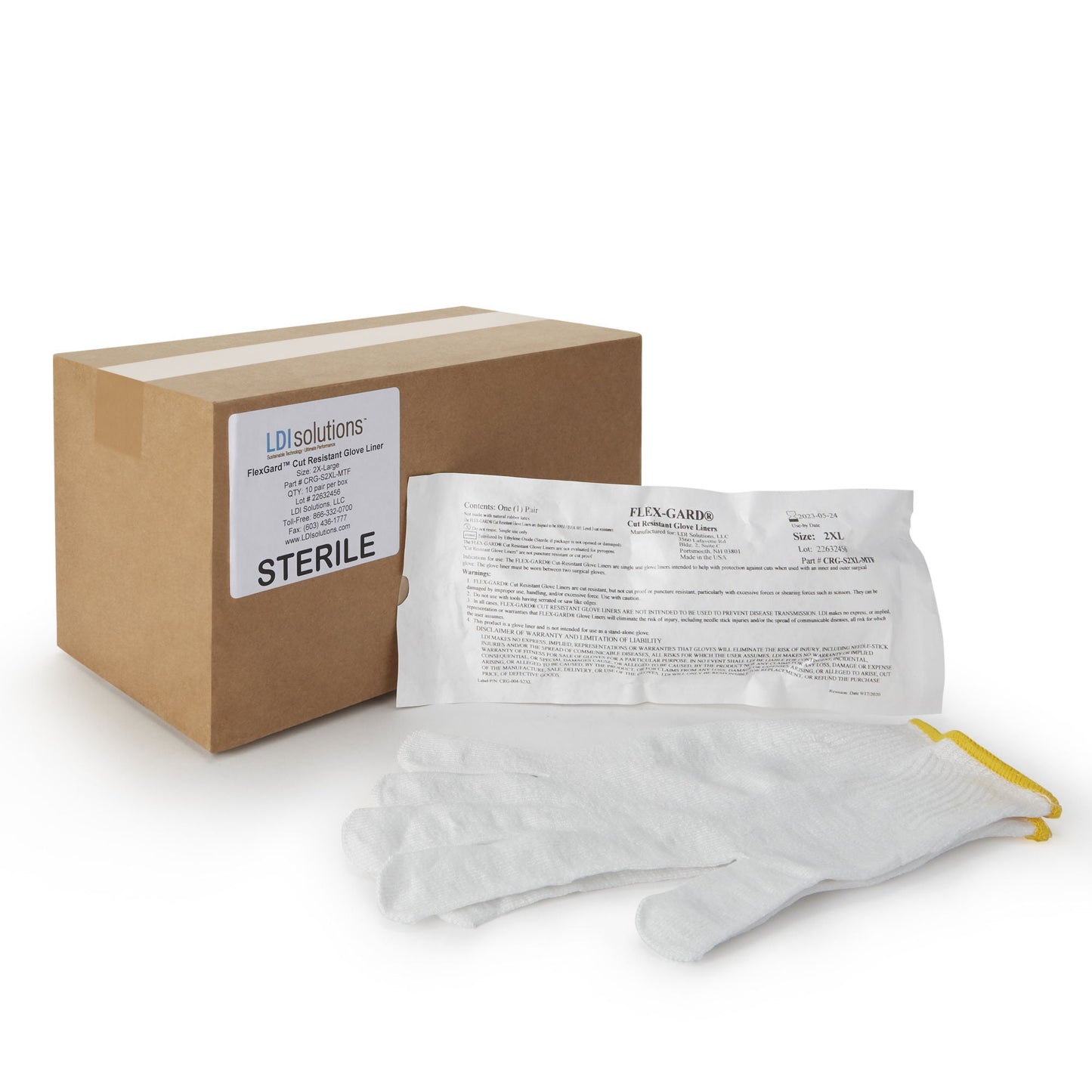 Sterile Flex-Gard™ HDPE Fiber / Spandex / Polyester Glove Liners, White - view 5