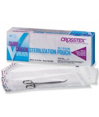 Sure-Check Sterilization Pouch Ethylene Oxide (EO) Gas / Steam White / Blue / Purple Self Seal Paper