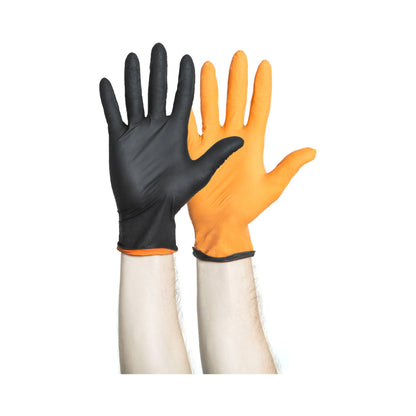 Black-Fire* Nitrile Exam Gloves, Black / Orange