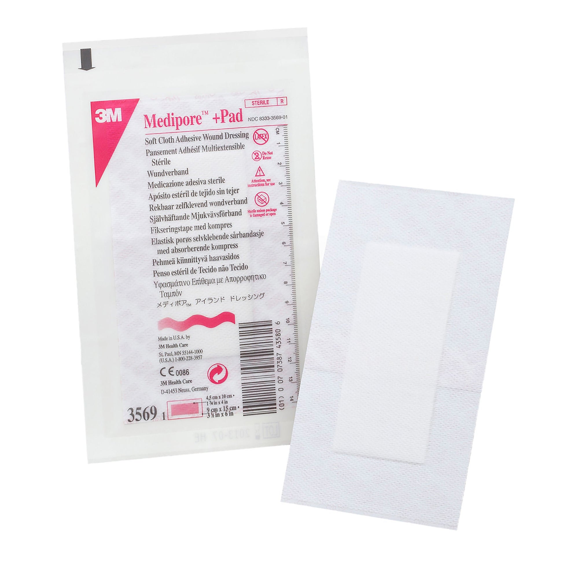 3M™ Medipore™ Adhesive Dressing, Soft Cloth, Sterile, White