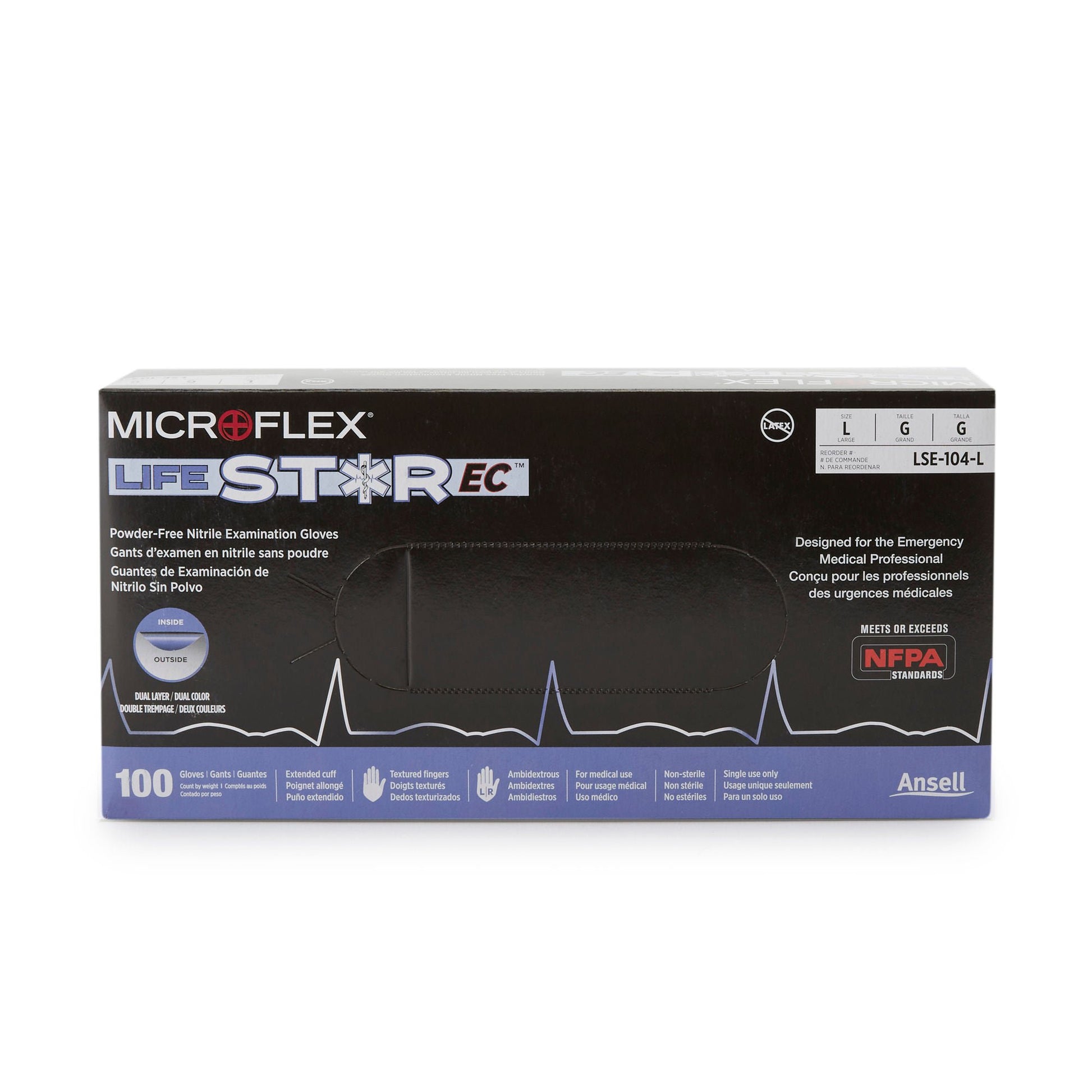 LifeStar™ EC Nitrile Exam Gloves, White / Blue - view 2