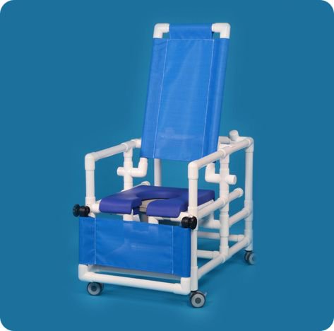 ipu Commode / Shower Chair Fixed Arms PVC Frame Reclining Backrest 24 Inch Seat Width 300 lbs. Weight Capacity