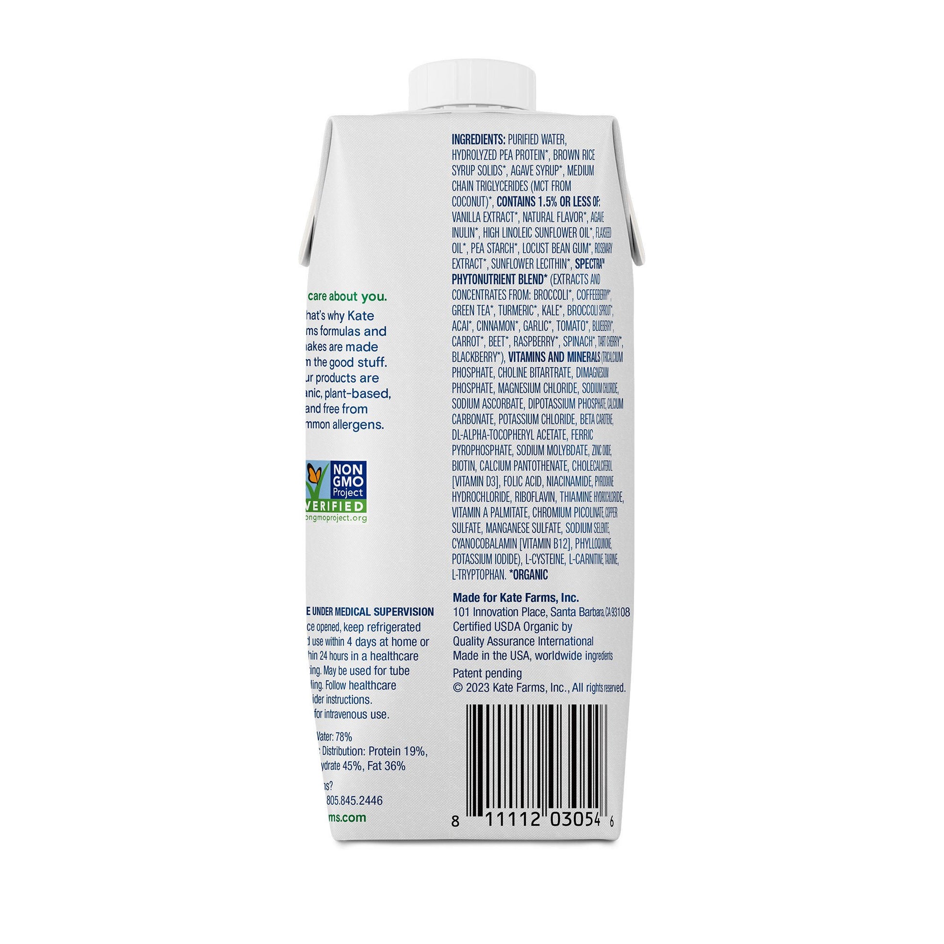 Kate Farms® Peptide 1.0 Vanilla Sole-Source Nutrition Formula, Carton