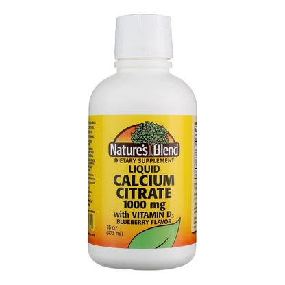 Nature's Blend Joint Health Supplement Calcium Citrate / Vitamin D3 1,000 mg Strength Liquid Blueberry Flavor