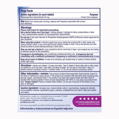 AZO® Urinary Pain Relief Tablets, Maximum Strength, 30