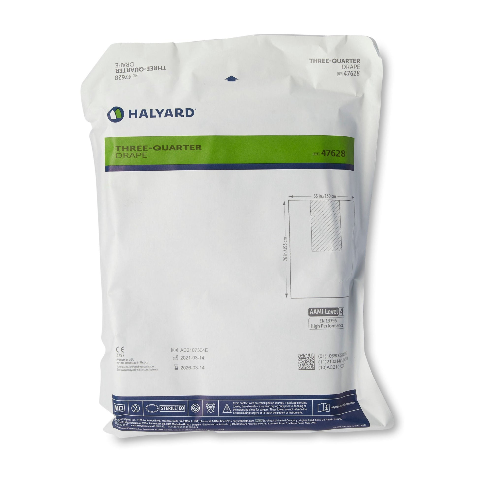 Halyard Sterile Three-Quarter Drape, Blue