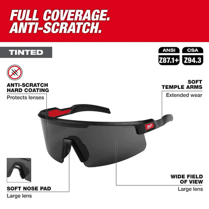 Milwaukee Wrap Around Safety Glasses - Tinted Anti-Scratch Lenses 48-73-2504