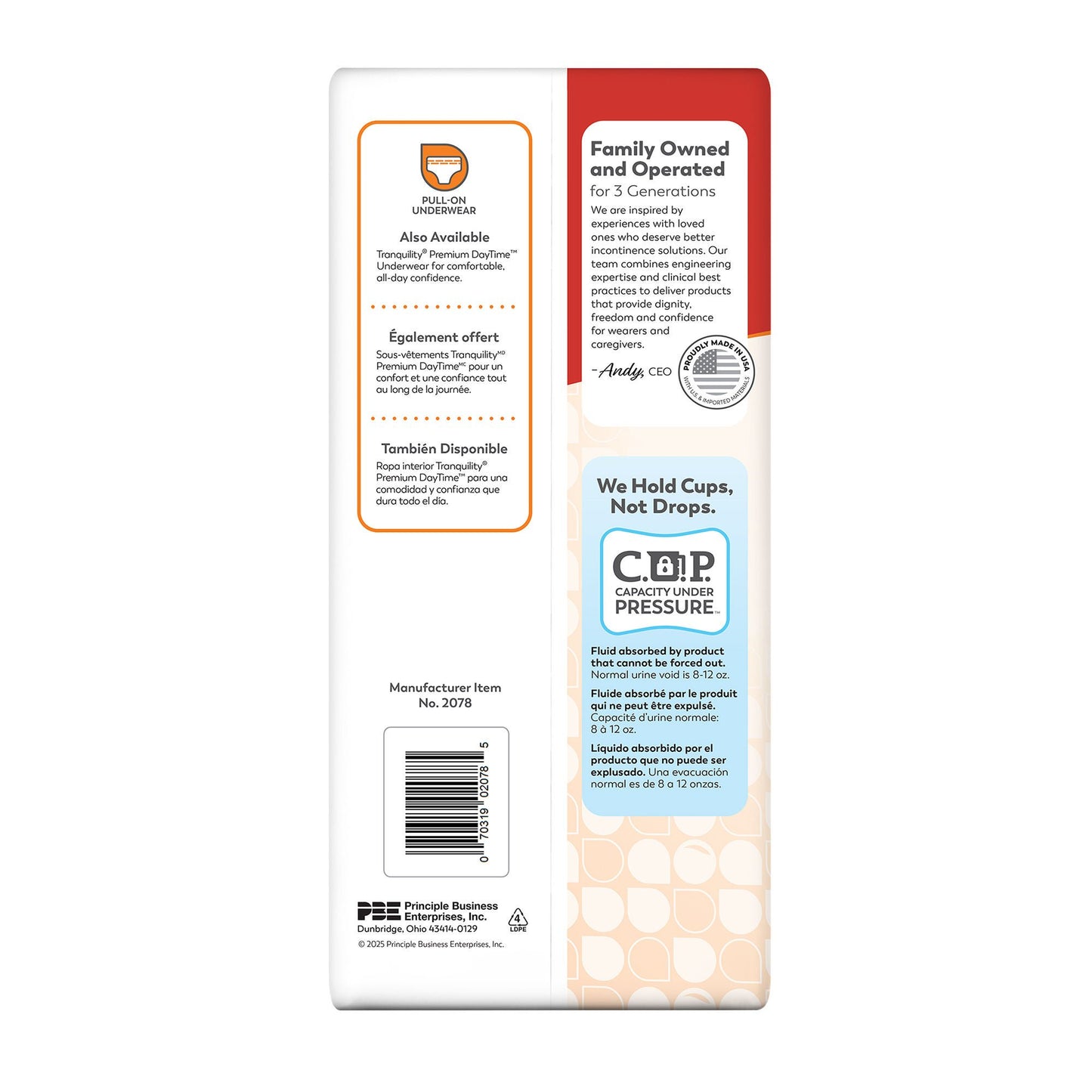 Tranquility® Moderate Incontinence Liner, 9 x 24 Inch