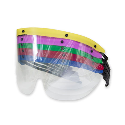McKesson Eye Shield with Dispenser Pre-Assembled Anti-fog / Anti-glare / Anti-static Coating Clear Tint Plastic Film Lens Black Frame Over Ear One Size Fits Most