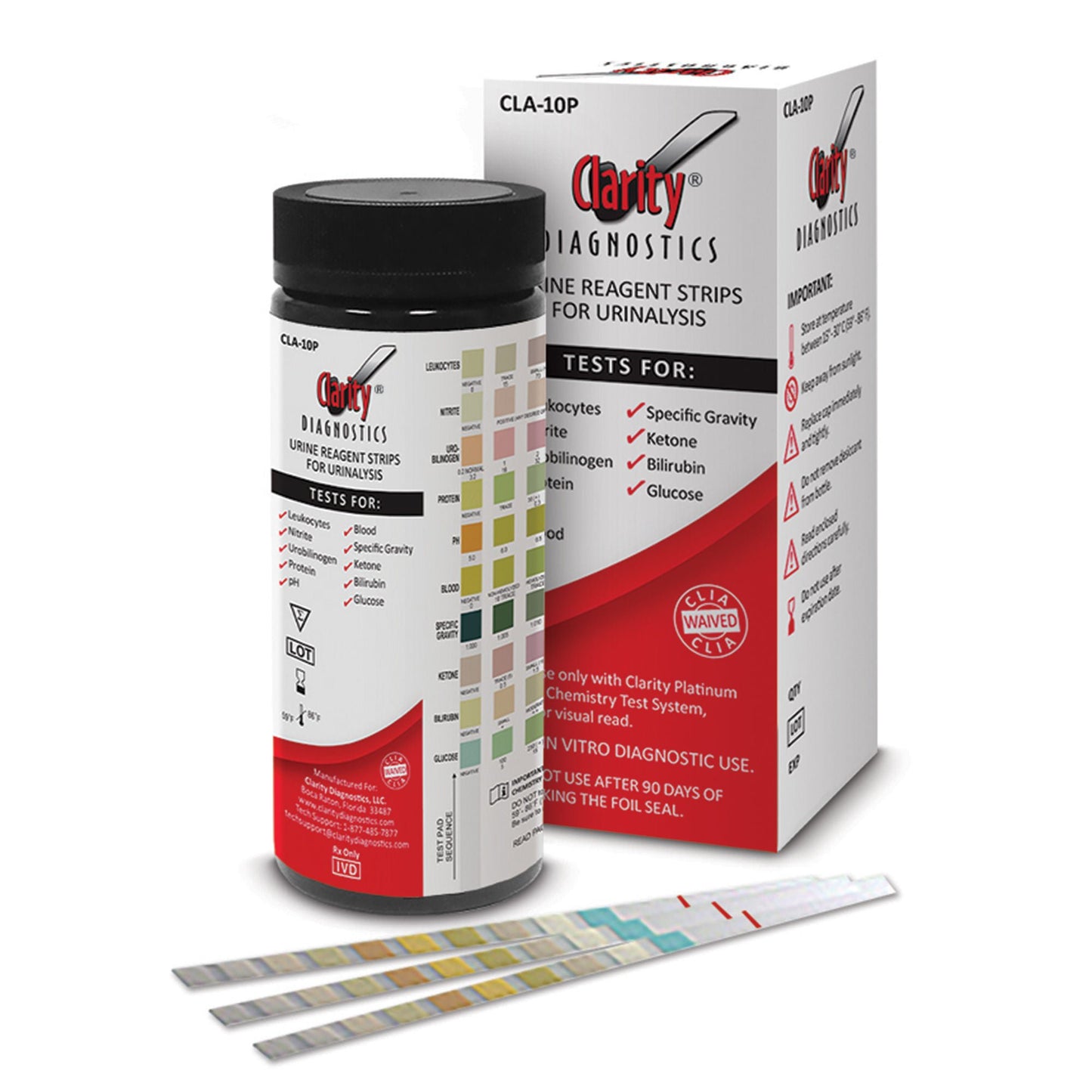 Clarity Urinalysis Reagent Bilirubin, Blood, Glucose, Ketone, Leukocytes, Nitrite, pH, Protein, Specific Gravity, Urobilinogen For Clarity Platinum Urine Analyzer Only