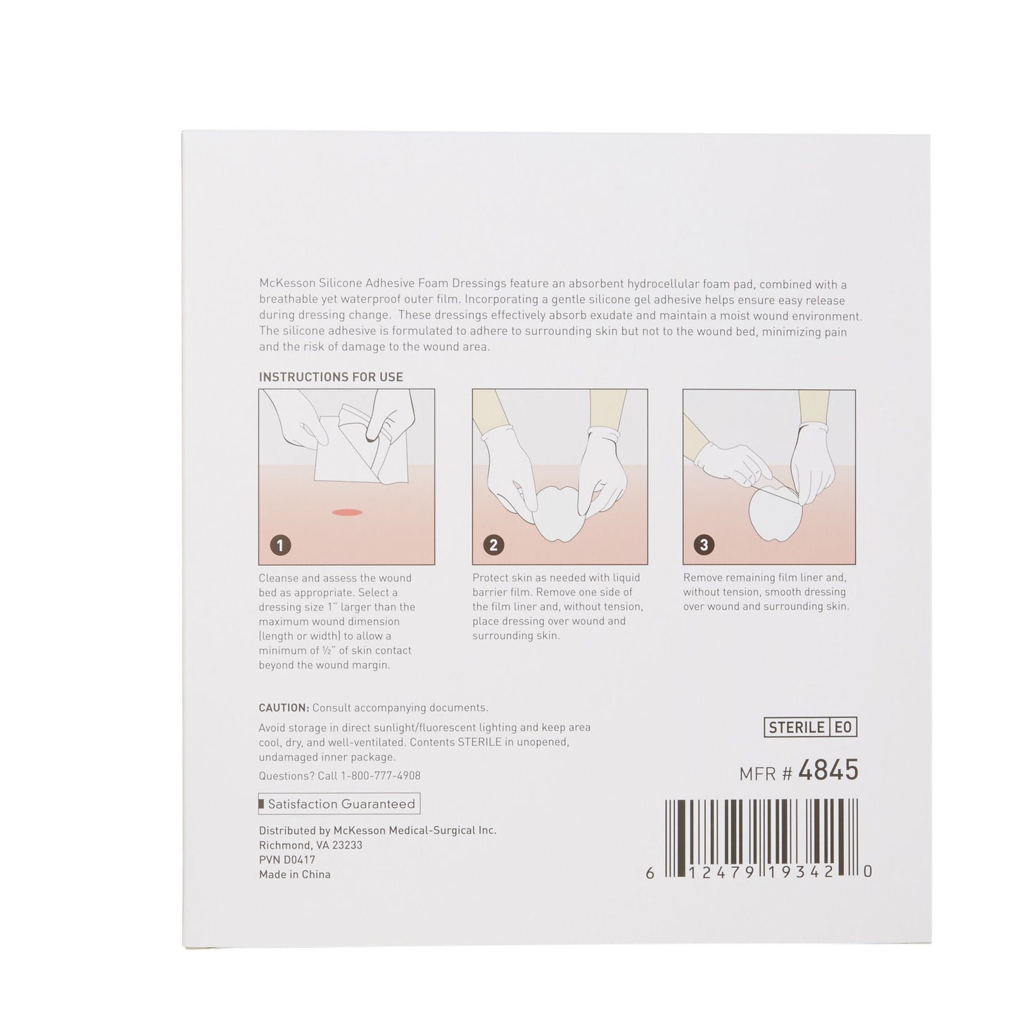 McKesson Silicone Adhesive with Border Silicone Foam Dressing, Sacral