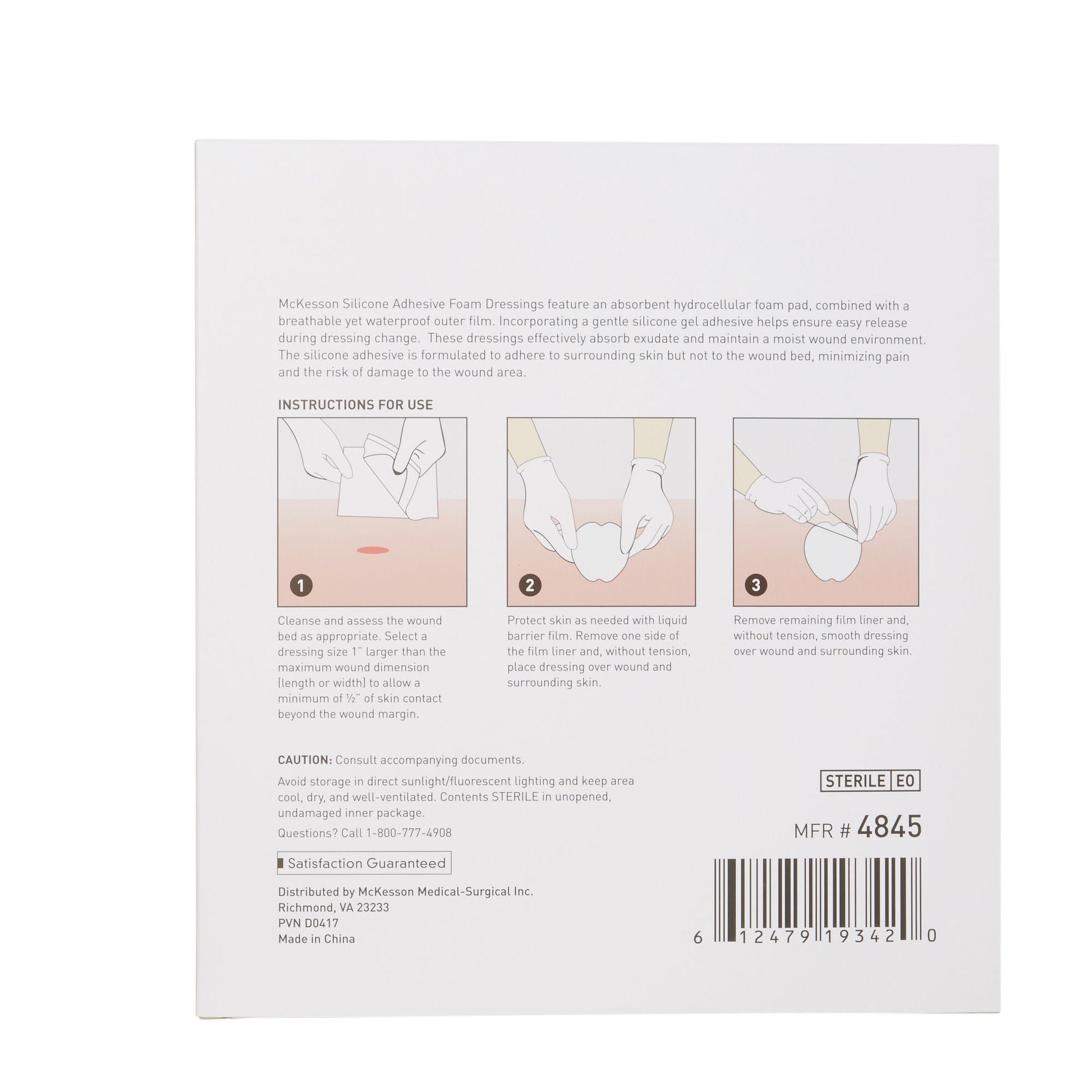 McKesson Silicone Adhesive with Border Silicone Foam Dressing, Sacral