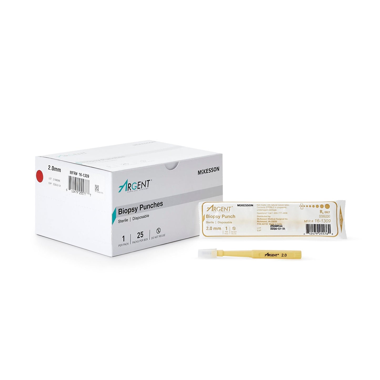 McKesson Argent™ Disposable Biopsy Punches, 2.0 mm – Box of 25