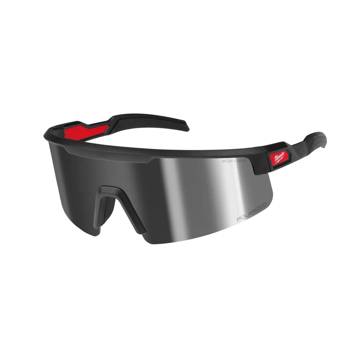 Milwaukee Polarized Wrap Around Safety Glasses - Silver Mirrored Dual Coat Lenses 48-73-2503