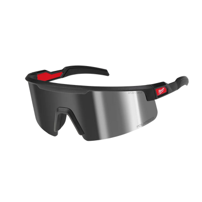 Milwaukee Polarized Wrap Around Safety Glasses - Silver Mirrored Dual Coat Lenses 48-73-2503