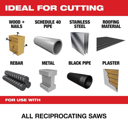 Milwaukee 5PC Wood and Metal Cutting Carbide Teeth SAWZALL Blade Set 49-22-5505 | 5-Piece