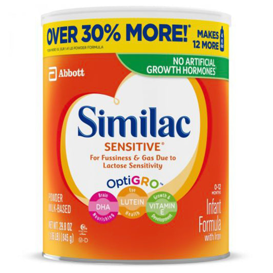Similac Sensitive Infant Formula Unflavored Can Powder Iron Lactose Sensitivity