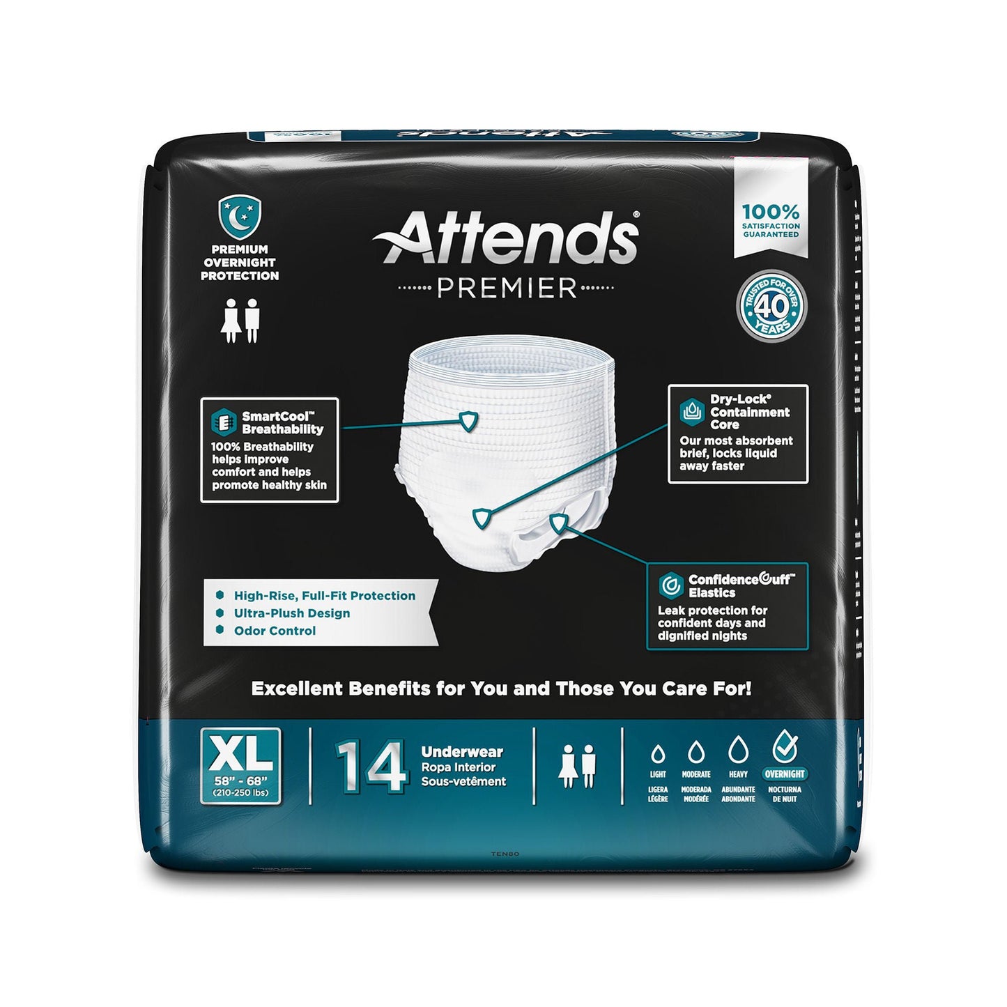 Attends® Premier Underwear, Heavy Absorbency, 58 – 68 Inch Waist/Hip