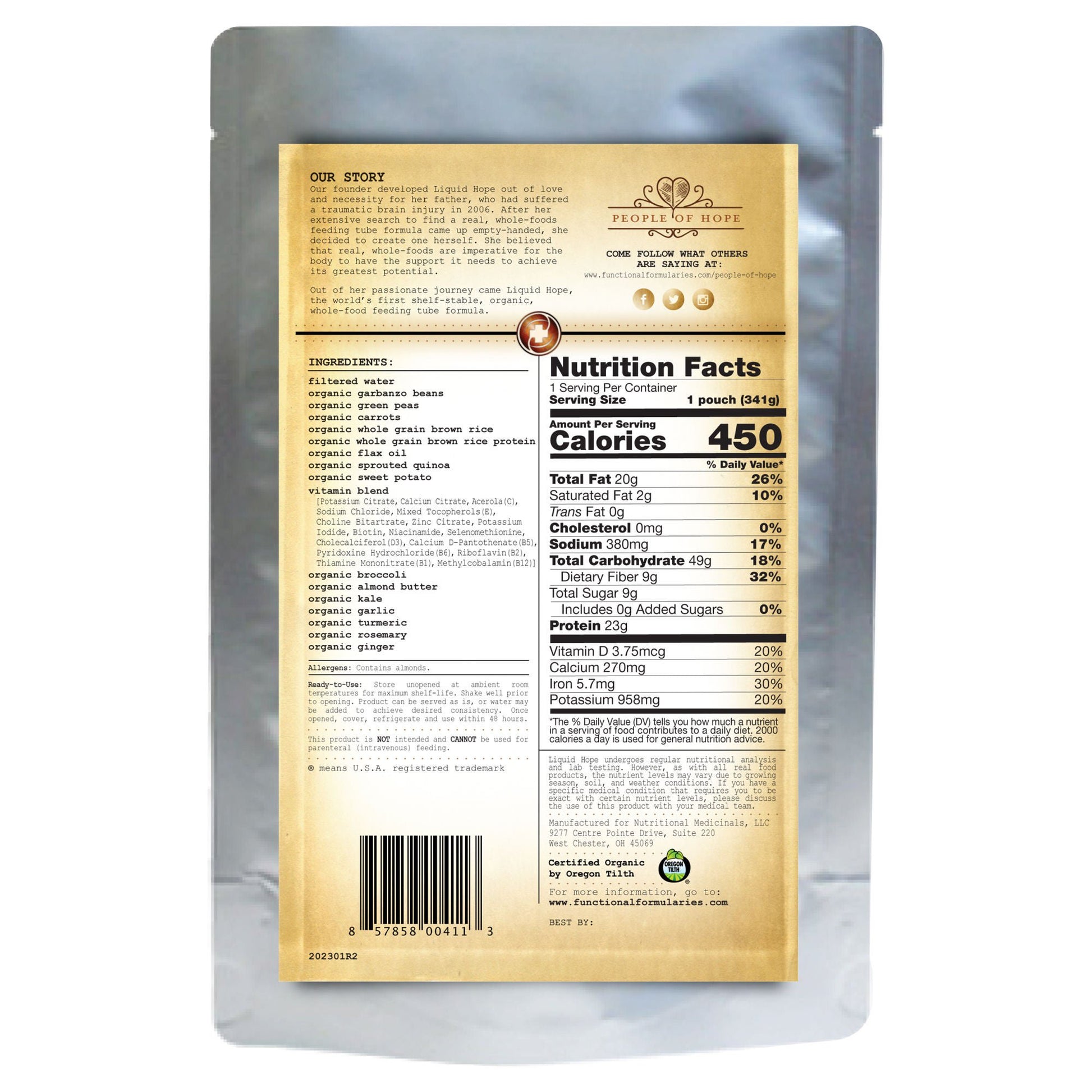 Liquid Hope® Complete Plant Based Nutrition, pouch